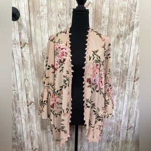 Chic Pink and‎ Cream Cardigan Kimono